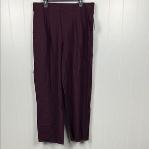 a new day Womens Pant 17W Burgundy Pleated Front Zip/Slide Wide Leg Pockets NWT